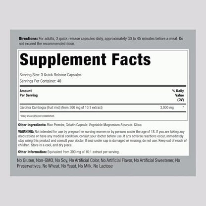 Piping Rock Garcinia Cambogia Extrakt Kapseln | 120 Stück | Konzentrierte Pillen | Non-GMO, Glutenfrei