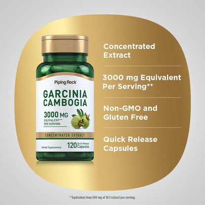 Piping Rock Garcinia Cambogia Extrakt Kapseln | 120 Stück | Konzentrierte Pillen | Non-GMO, Glutenfrei