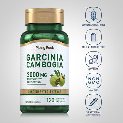 Piping Rock Garcinia Cambogia Extrakt Kapseln | 120 Stück | Konzentrierte Pillen | Non-GMO, Glutenfrei