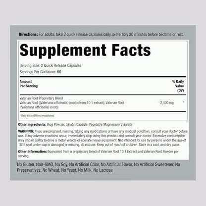Piping Rock Baldrianwurzel Kapseln | 120 Stück | Extrakt Nahrungsergänzung | Kräutermischung | Non-GMO, Glutenfrei Komplex