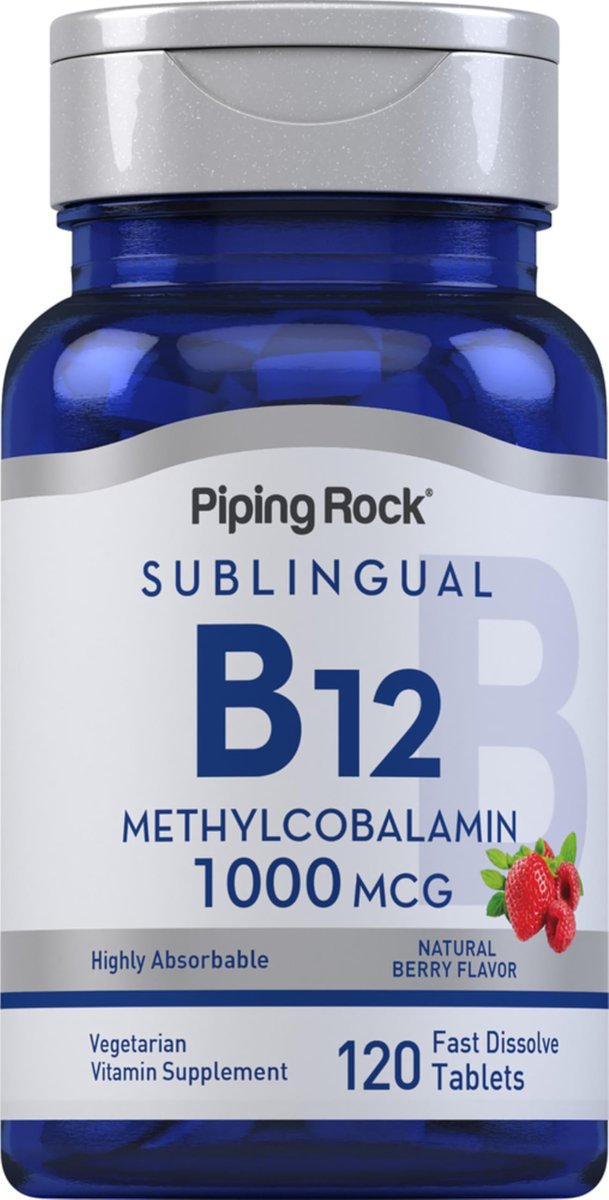 Piping Rock Vitamin B12 1000 mcg Sublingual | 120 Tabletten | als Methylcobalamin | Beerengeschmack | Vegetarisch, Nicht-GVO, Glutenfrei