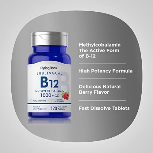 Piping Rock Vitamin B12 1000 mcg Sublingual | 120 Tabletten | als Methylcobalamin | Beerengeschmack | Vegetarisch, Nicht-GVO, Glutenfrei