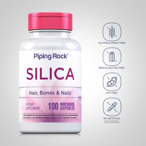 Piping Rock Silica Supplement 500mg | 100 Kapseln | Schachtelhalmextrakt | Vitamine für Haare, Knochen & Nägel | Glutenfrei, Nicht-GVO