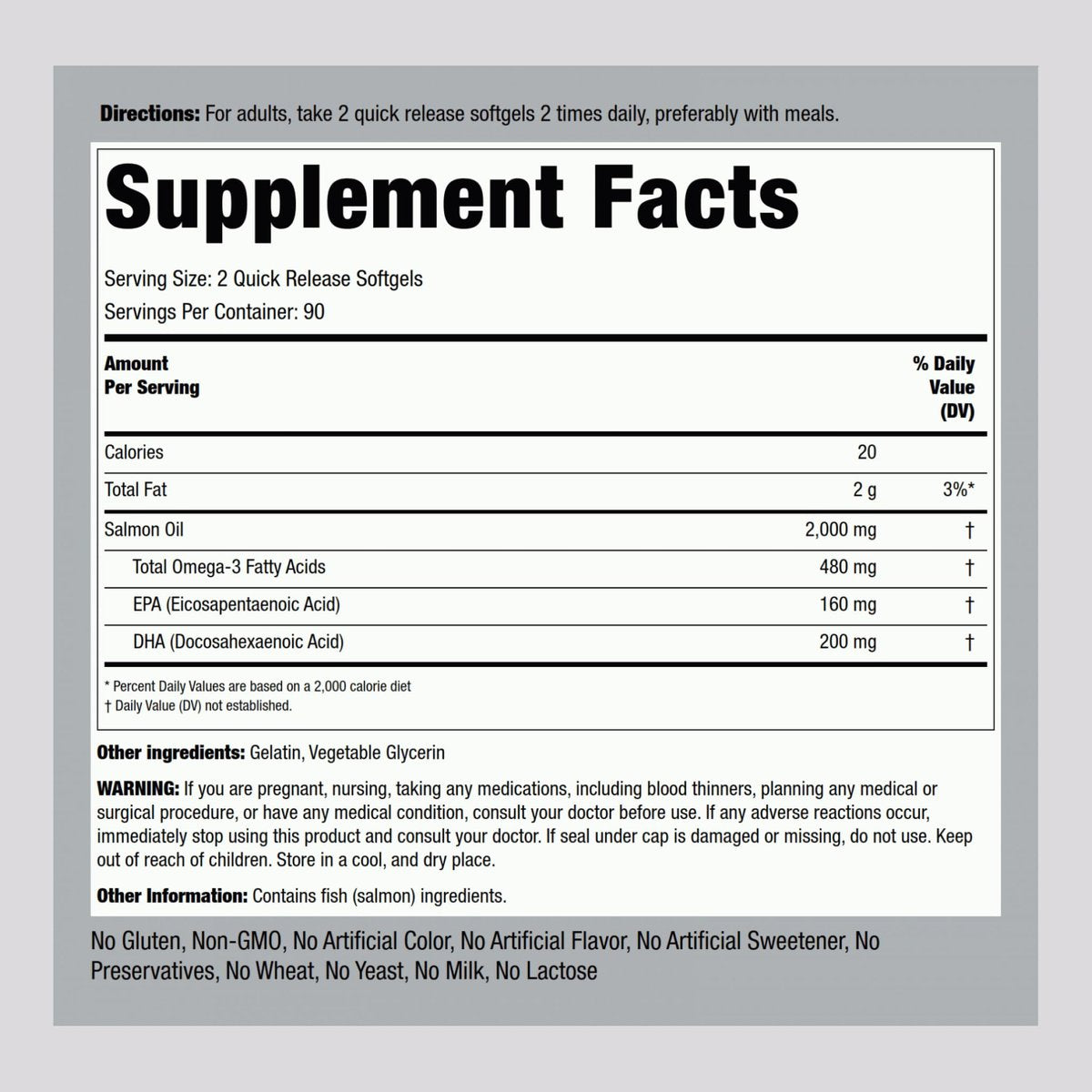Piping Rock Wild Alaskan Salmonöl für Menschen | 1000 mg | 180 Weichkapseln | Omega-3-Ergänzung mit EPA und DHA | Non-GMO und glutenfrei