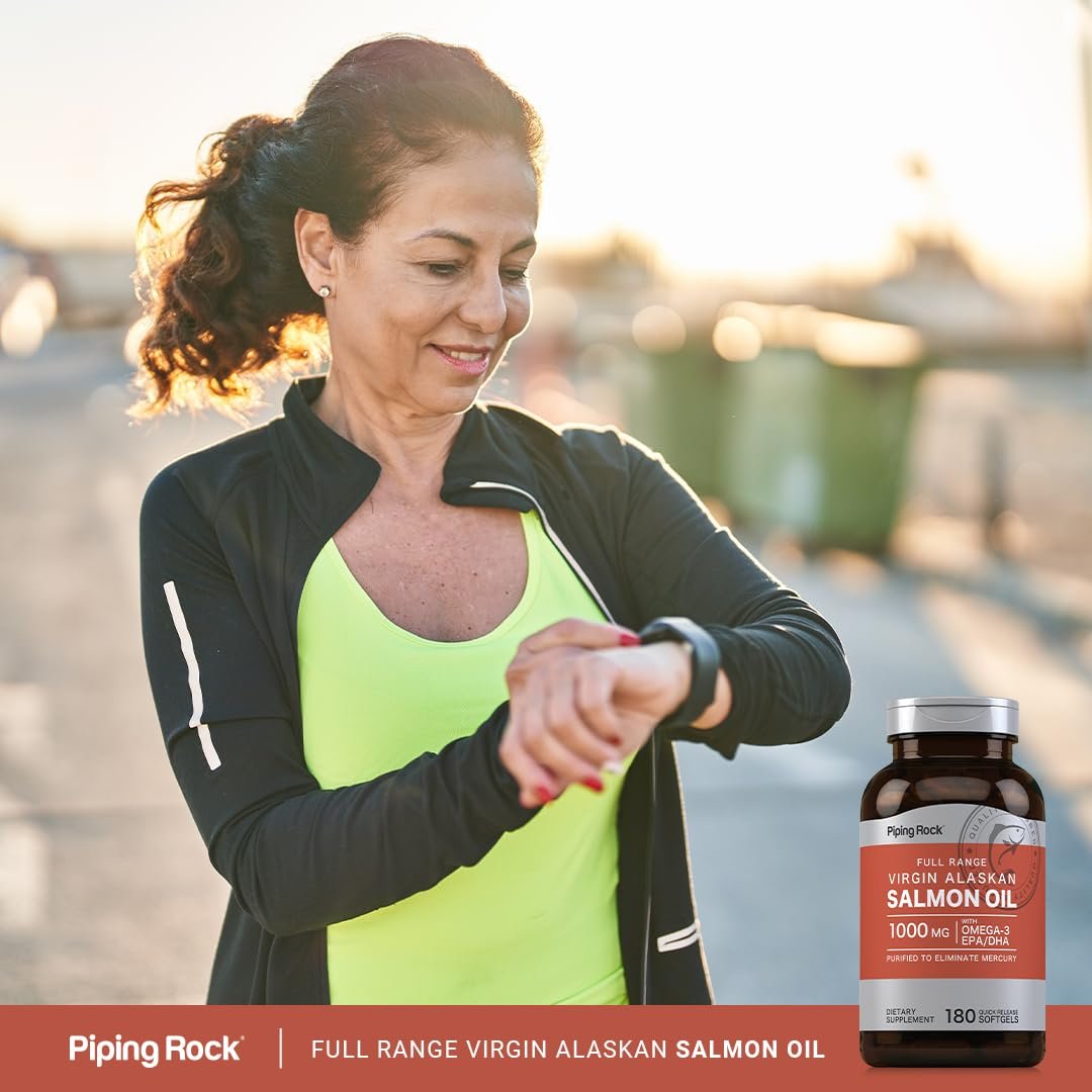 Piping Rock Wild Alaskan Salmonöl für Menschen | 1000 mg | 180 Weichkapseln | Omega-3-Ergänzung mit EPA und DHA | Non-GMO und glutenfrei