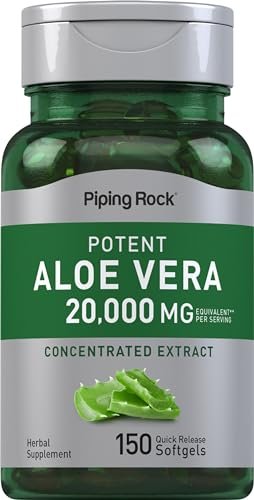 Piping Rock Aloe Vera Nahrungsergänzungsmittel | 150 Weichkapseln | Konzentrierter Kräuterextrakt | Non-GMO & Glutenfrei