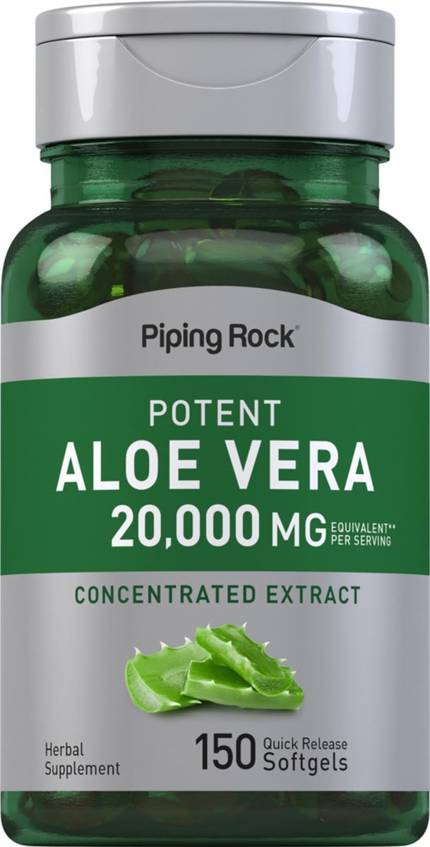 Piping Rock Aloe Vera Nahrungsergänzungsmittel | 150 Weichkapseln | Konzentrierter Kräuterextrakt | Non-GMO & Glutenfrei