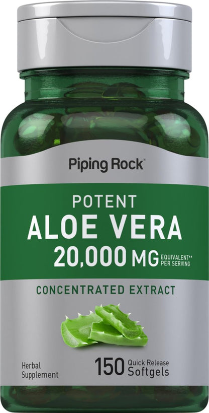 Piping Rock Aloe Vera Nahrungsergänzungsmittel | 150 Weichkapseln | Konzentrierter Kräuterextrakt | Non-GMO & Glutenfrei