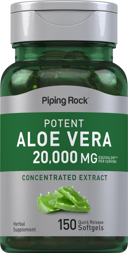 Piping Rock Aloe Vera Nahrungsergänzungsmittel | 150 Weichkapseln | Konzentrierter Kräuterextrakt | Non-GMO & Glutenfrei