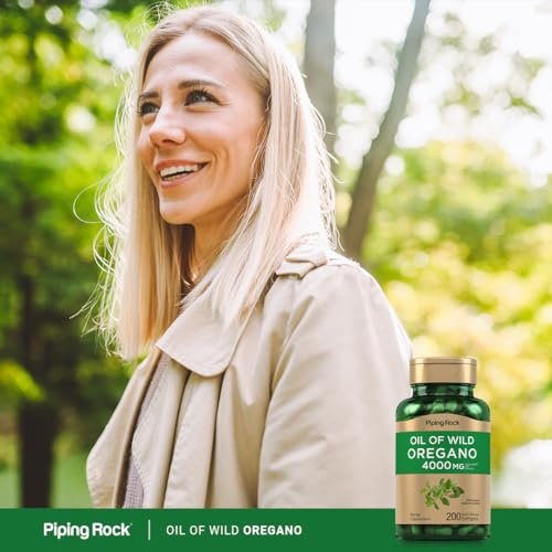 Piping Rock Oreganoöl Softgel-Kapseln | 200 Kapseln | Wild geerntet | Nicht-GVO, glutenfrei