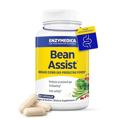 Enzymedica BeanAssist – Verdauungsenzym-Komplex mit Alpha-Galactosidase gegen Blähungen & Völlegefühl, vegan – 30 Kapseln