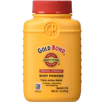 Gold Bond Talkfreies Körperpuder medizinisch 1 Unze (4 Flaschen) (29 ml) – Juckreizlinderndes Puder für empfindliche Haut