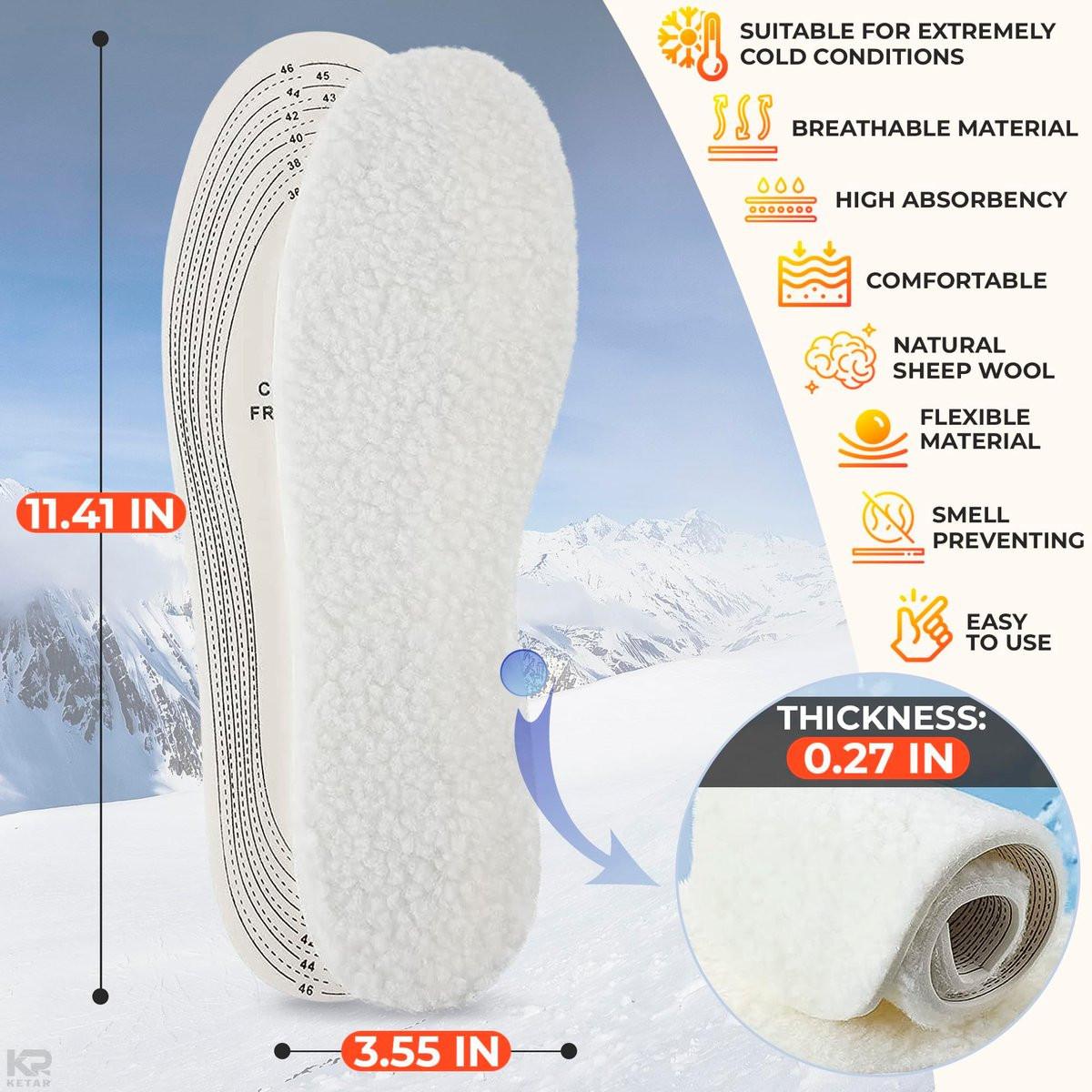 2 Paar Winterstiefel-Einlegesohlen – Ultradünne Schaffell-Bootseinlagen für Damen und Herren – Zuschneidbar für Winter & Sommer, weich, warm und dämpfend – Vielseitig einsetzbar, ganzjähriger Komfort