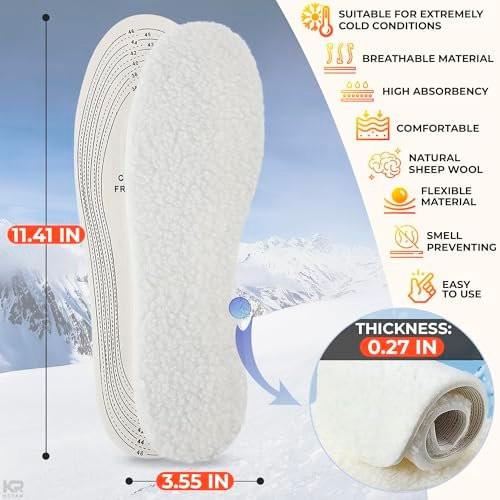 2 Paar Winterstiefel-Einlegesohlen – Ultradünne Schaffell-Bootseinlagen für Damen und Herren – Zuschneidbar für Winter & Sommer, weich, warm und dämpfend – Vielseitig einsetzbar, ganzjähriger Komfort