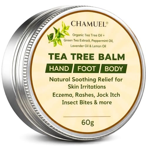 Chamuel Teebaumöl-Balsam – Natürliche Linderung bei Juckreiz, Hautausschlag, Fußpilz & Insektenstichen – Für empfindliche Haut – 60 g