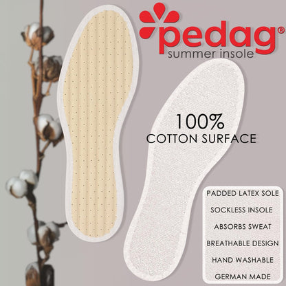 Pedag Summer Pure Terry Baumwoll-Einlegesohlen – Handgefertigt in Deutschland, saugt Schweiß auf & kontrolliert Gerüche, ideal für den Einsatz ohne Socken, waschbar, US Damen 9/ Herren 6/ EU 39, Weiß, 3 Paar