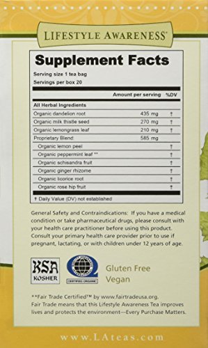 Lifestyle Awareness Teas, Koffeinfreier Dandy Leber-Detox-Tee, 20 Beutel