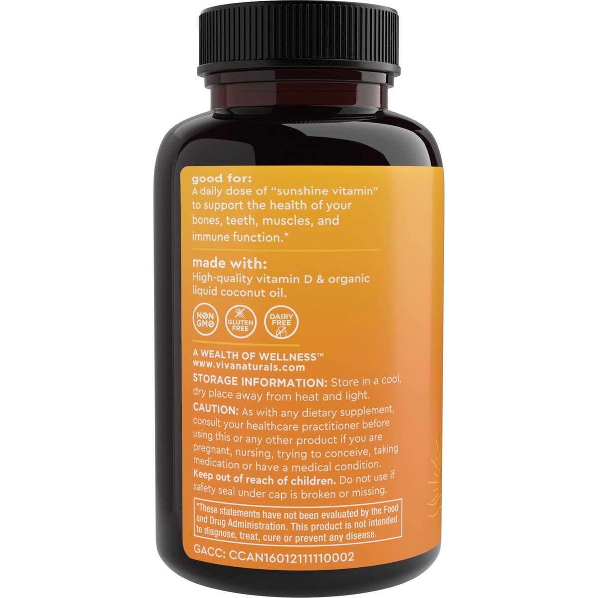 Viva Naturals Vitamin D3 5000 IU Weichkapseln, 360 Stück (125 µg), Unterstützt Knochen- und Immunsystem, Hochwirksames Vitamin D