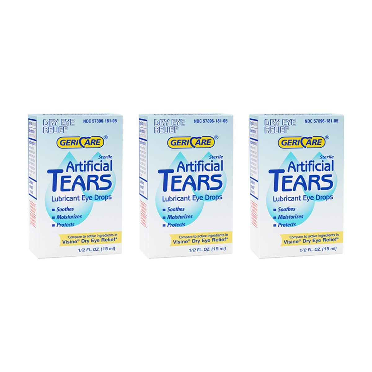 GeriCare Künstliche Tränen – Langanhaltende Augentropfen zur Befeuchtung trockener Augen, 3er-Pack (3 x 15 ml)
