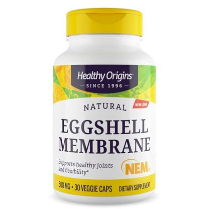 Healthy Origins NEM Eierschalenmembran 500 mg, 30 vegane Kapseln – klinisch getestet, aus den USA – schnell wirkendes Nahrungsergänzungsmittel für Gelenkkomfort, Flexibilität & Beweglichkeit – 1-Monats-Vorrat