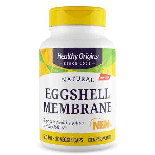 Healthy Origins NEM Eierschalenmembran 500 mg, 30 vegane Kapseln – klinisch getestet, aus den USA – schnell wirkendes Nahrungsergänzungsmittel für Gelenkkomfort, Flexibilität & Beweglichkeit – 1-Monats-Vorrat