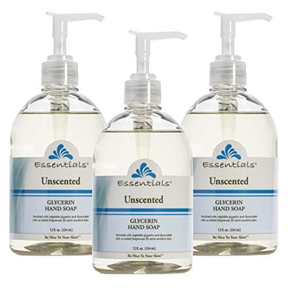 Essentials Glycerin Flüssigseife, unparfümiert, 12 Flüssigunzen, 3er-Pack