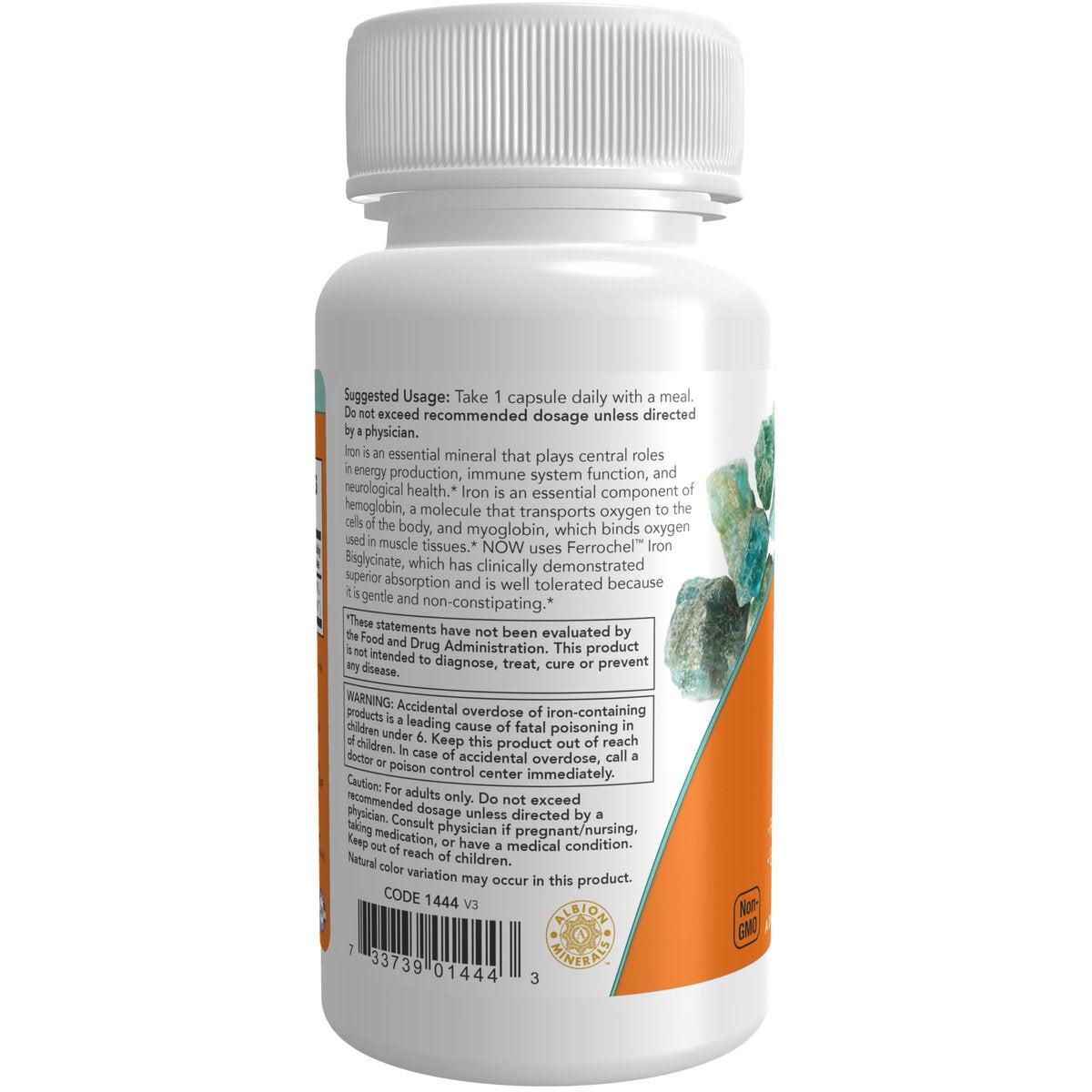 NOW Supplements, Eisen 36 mg, Doppelte Stärke, Nicht verstopfend*, Essentielles Mineral, 90 Veg-Kapseln