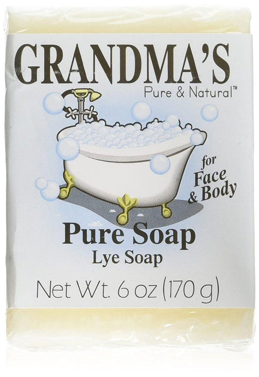 Grandma's Pure Lye Seife – 6,0 oz Unparfümierte Gesichts- & Körperreinigung ohne Detergenzien, Farb- und Duftstoffe – 60018 (4er-Pack)