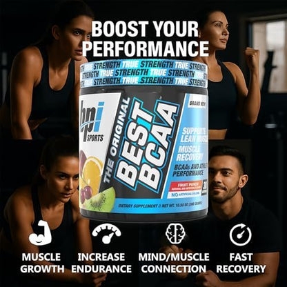 BPI Sports Best BCAA Pulver – Muskelregeneration & Erholung – Verzweigtkettige Aminosäuren (BCAAs) – Proteinbausteine für den Muskelaufbau – Post-Workout – Hydration – Fruchtpunsch, 30 Portionen