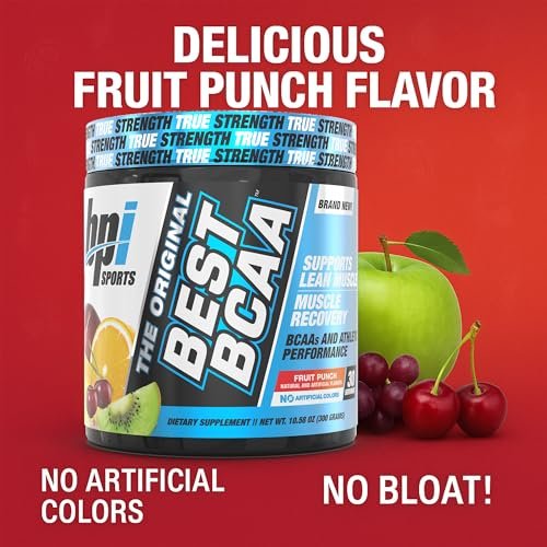 BPI Sports Best BCAA Pulver – Muskelregeneration & Erholung – Verzweigtkettige Aminosäuren (BCAAs) – Proteinbausteine für den Muskelaufbau – Post-Workout – Hydration – Fruchtpunsch, 30 Portionen