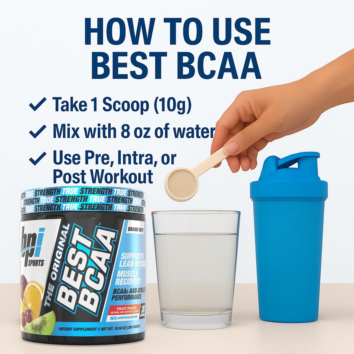 BPI Sports Best BCAA Pulver – Muskelregeneration & Erholung – Verzweigtkettige Aminosäuren (BCAAs) – Proteinbausteine für den Muskelaufbau – Post-Workout – Hydration – Fruchtpunsch, 30 Portionen