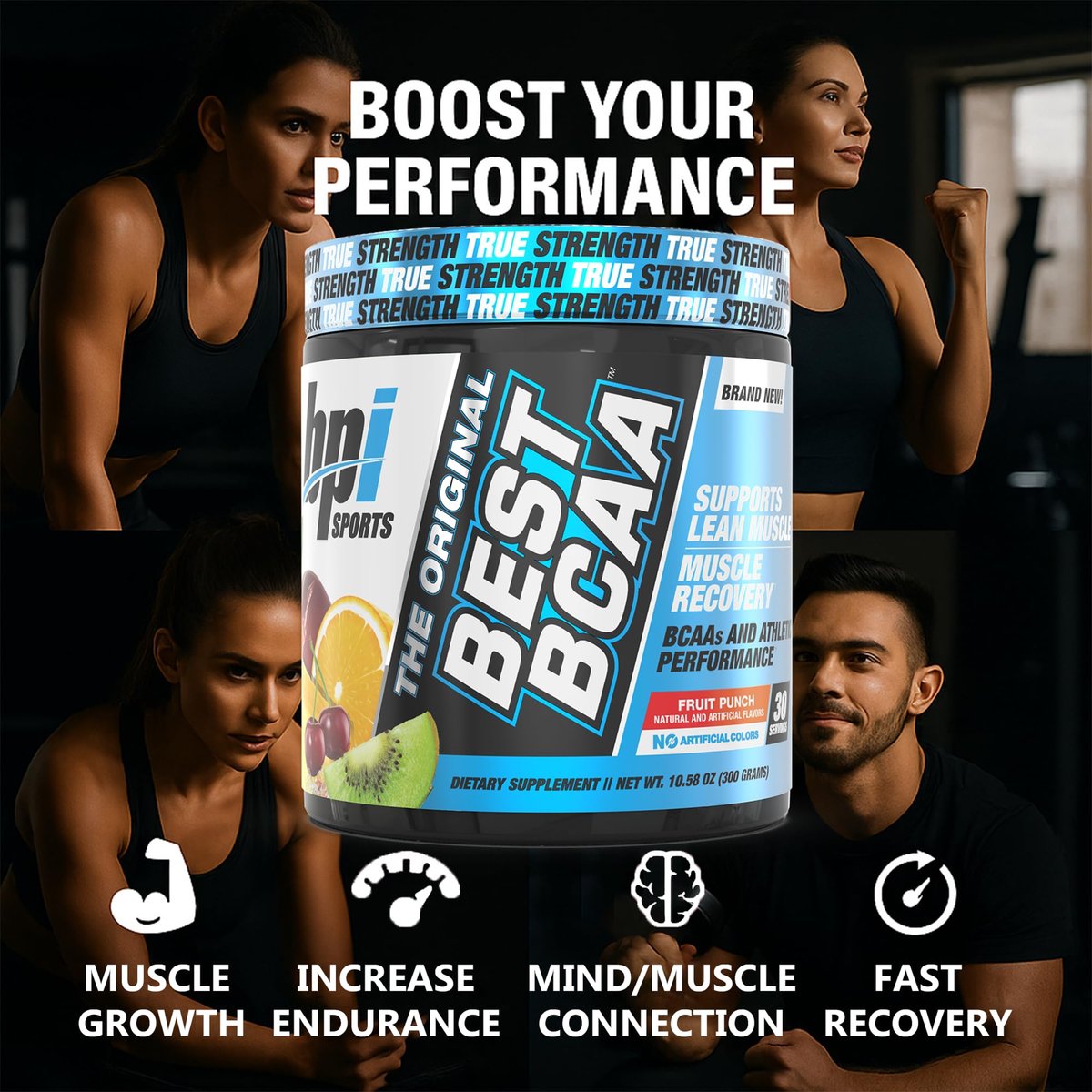 BPI Sports Best BCAA Pulver – Muskelregeneration & Erholung – Verzweigtkettige Aminosäuren (BCAAs) – Proteinbausteine für den Muskelaufbau – Post-Workout – Hydration – Fruchtpunsch, 30 Portionen