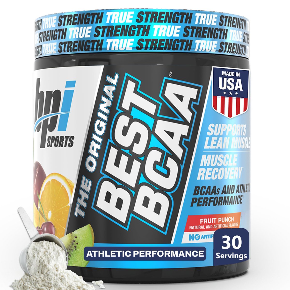 BPI Sports Best BCAA Pulver – Muskelregeneration & Erholung – Verzweigtkettige Aminosäuren (BCAAs) – Proteinbausteine für den Muskelaufbau – Post-Workout – Hydration – Fruchtpunsch, 30 Portionen