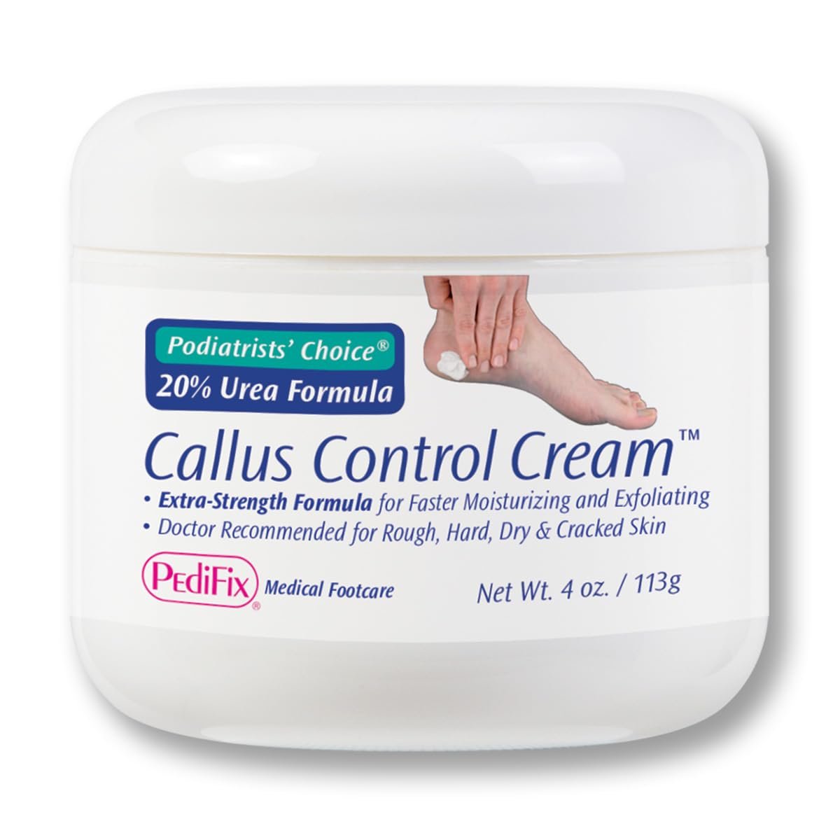 Pedifix Podiatrists' Choice 20% Urea Callus Control Extra Starke Fußcreme 4 Oz. (113g) - Professionelle Behandlung für trockene, rissige Füße, Hornhaut & Fußpflege