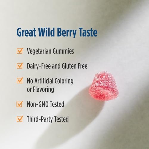Nordic Naturals Vitamin D3 Gummis, Wilde Beere - 120 Gummis - 1000 IE Vitamin D3, 1,4 mg Eisen - Großartiger Geschmack - Gesunde Knochen, Stimmung & Immunsystem - Non-GMO - 120 Portionen