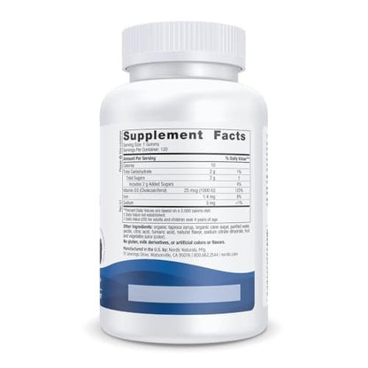 Nordic Naturals Vitamin D3 Gummis, Wilde Beere - 120 Gummis - 1000 IE Vitamin D3, 1,4 mg Eisen - Großartiger Geschmack - Gesunde Knochen, Stimmung & Immunsystem - Non-GMO - 120 Portionen