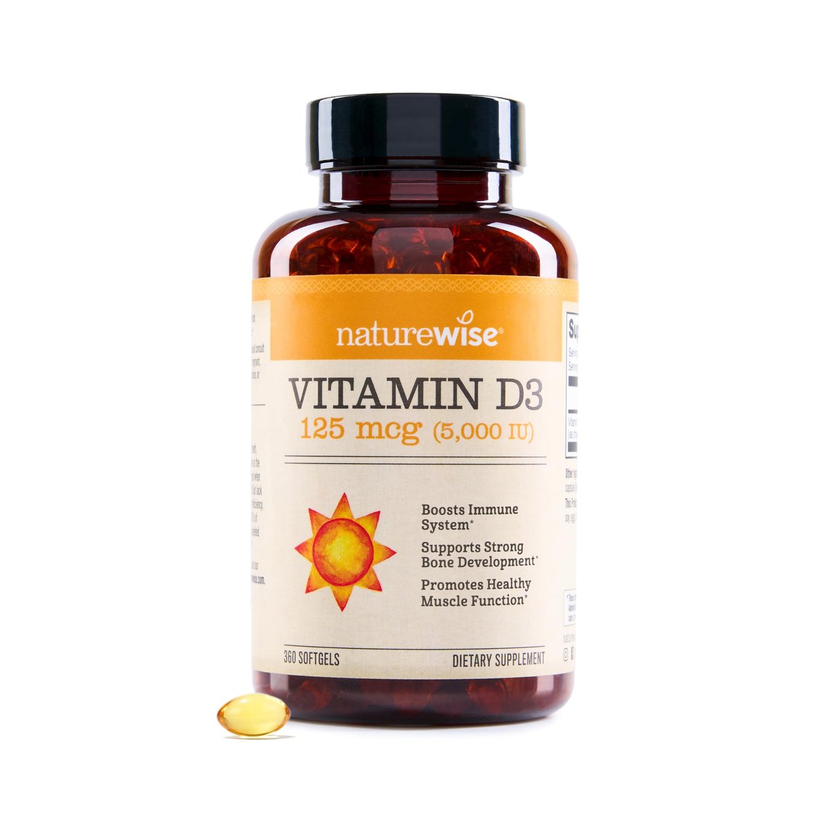 NatureWise Vitamin D3 5000 IE (125 µg) – 360 Mini-Weichkapseln, Jahresvorrat für Immunsystem, Muskelfunktion und Knochengesundheit – Non-GMO, glutenfrei in organischem, nativem Olivenöl extra