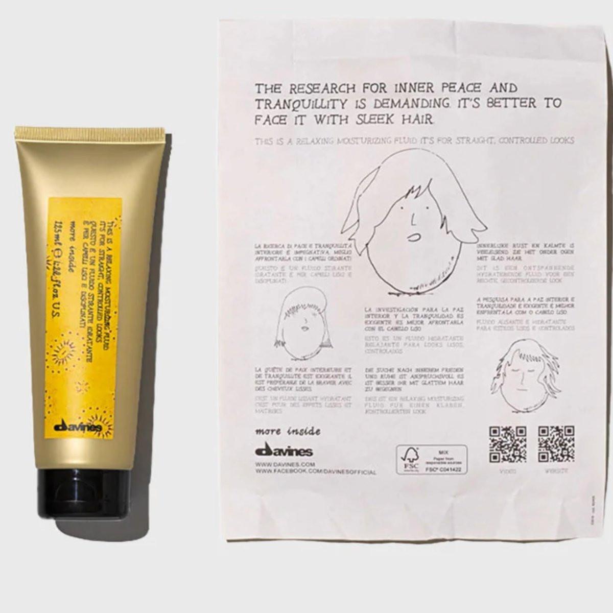 Davines This Is A Relaxing Moisturizing Fluid – Glättende & Anti-Frizz Pflege für geschmeidiges Haar, 125 ml