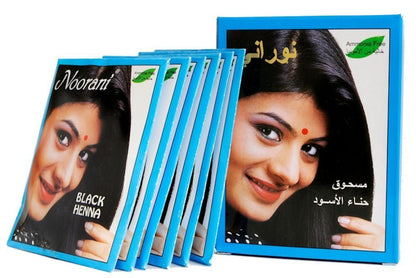 Noorani Black Henna 6 x 10 g – Schwarzes Henna für temporäre Tattoos und Haare