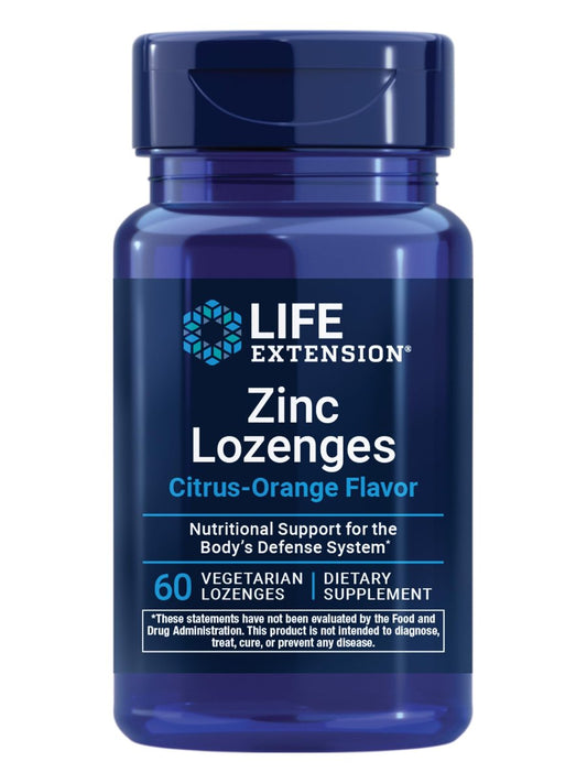 Life Extension Zink-Lutschtabletten – Zitrus-Orange-Geschmack – Für gesunde Proteinsynthese & Immununterstützung – Nahrungsergänzungsmittel zur Entzündungshemmung – Glutenfrei, Nicht-GVO – 60 vegetarische Lutschtabletten