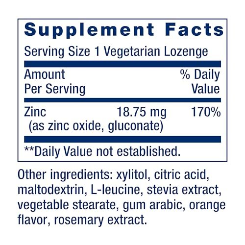 Life Extension Zink-Lutschtabletten – Zitrus-Orange-Geschmack – Für gesunde Proteinsynthese & Immununterstützung – Nahrungsergänzungsmittel zur Entzündungshemmung – Glutenfrei, Nicht-GVO – 60 vegetarische Lutschtabletten