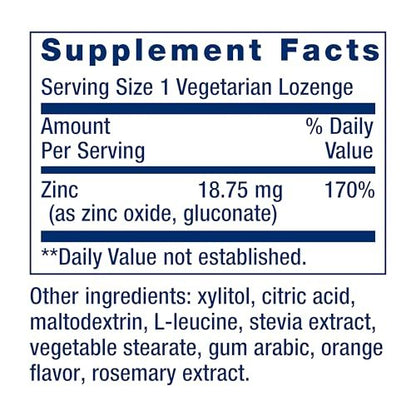 Life Extension Zink-Lutschtabletten – Zitrus-Orange-Geschmack – Für gesunde Proteinsynthese & Immununterstützung – Nahrungsergänzungsmittel zur Entzündungshemmung – Glutenfrei, Nicht-GVO – 60 vegetarische Lutschtabletten