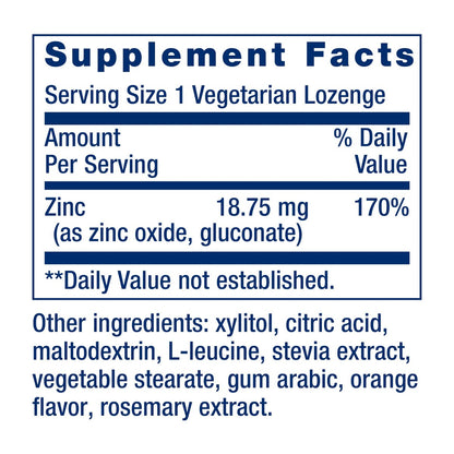 Life Extension Zink-Lutschtabletten – Zitrus-Orange-Geschmack – Für gesunde Proteinsynthese & Immununterstützung – Nahrungsergänzungsmittel zur Entzündungshemmung – Glutenfrei, Nicht-GVO – 60 vegetarische Lutschtabletten