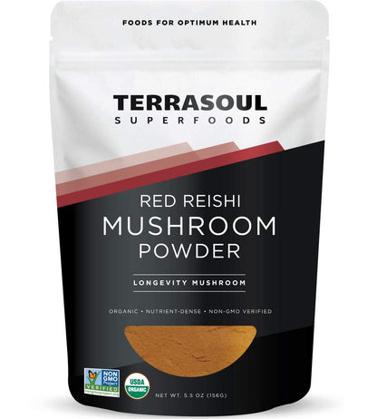 Terrasoul Superfoods Bio Reishi Pilz Pulver (4:1 Extrakt), 5,5 Unzen – Immununterstützung, Stressabbau, Besserer Schlaf