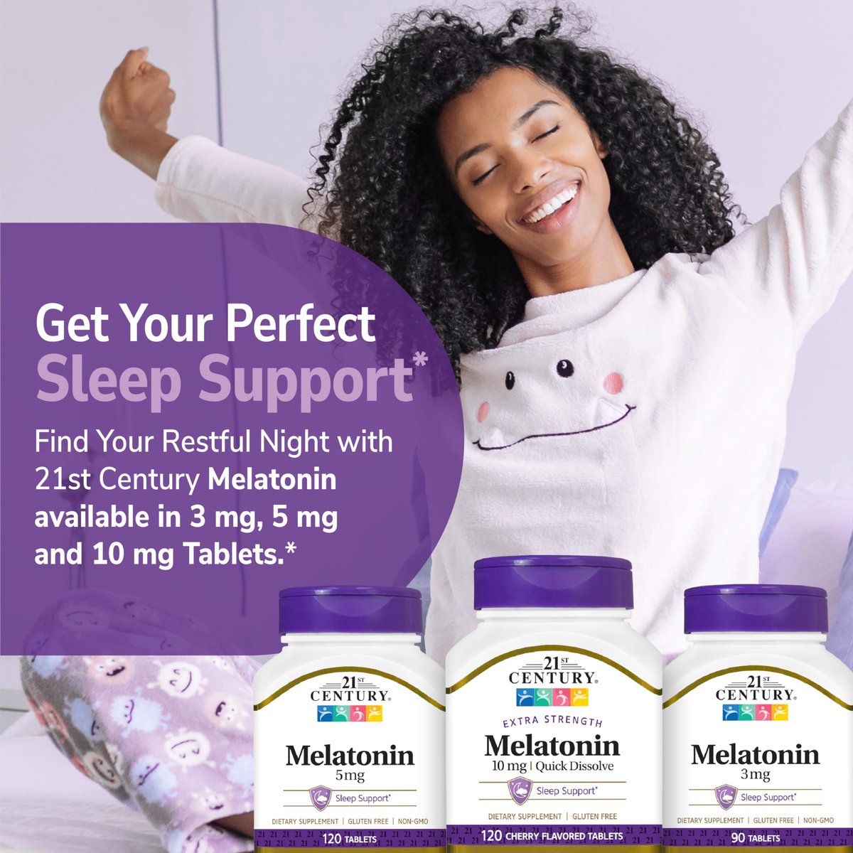21st Century Melatonin 10 mg Extra Strength – 120 Lutschtabletten – Schnell lösliches Schlafmittel für Erwachsene – Fördert Entspannung und erholsamen Schlaf – Nicht gewöhnungsbedürftig – Glutenfrei – Kirschgeschmack