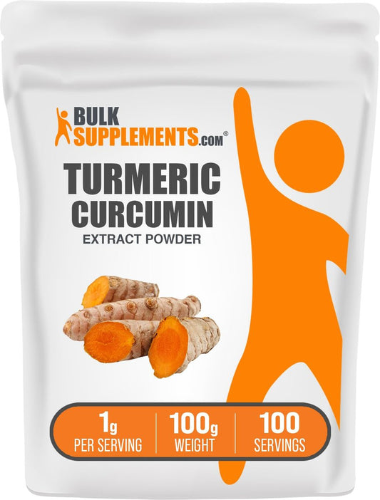 BulkSupplements.com Kurkuma-Extrakt-Pulver – aus Kurkumawurzel, Curcumin-Ergänzung, glutenfrei, 1 g pro Portion, 100 g (3,5 oz)