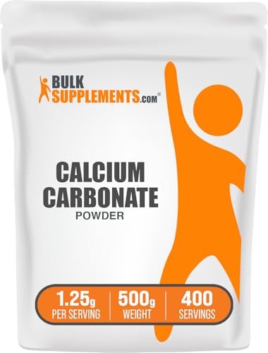 Calcium Carbonat Pulver – Hochabsorbierendes, glutenfreies Calciumpräparat, 1,25 g pro Portion, 500 g (1,1 lb)