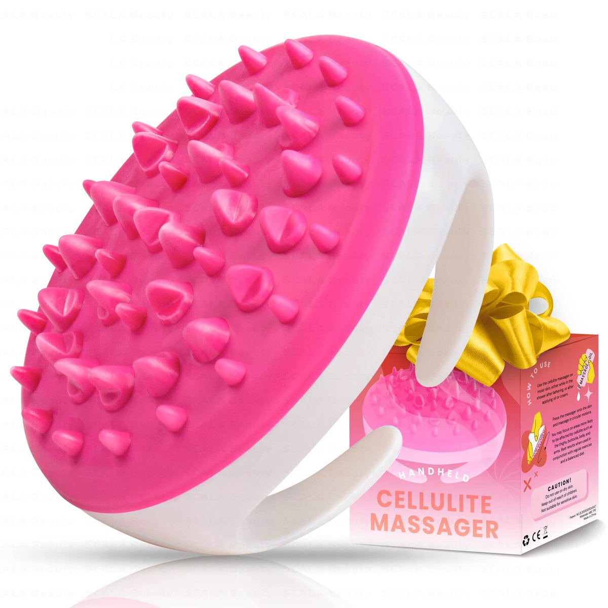 Scala Silikon-Cellulite-Massagegerät – Badezimmer-Zubehör, Körperbürste, Fettroller, Peeling-Werkzeug für Creme und Öl, Pink