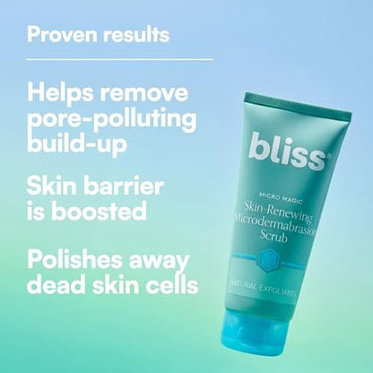 Bliss Micro Magic Hautverjüngendes Mikrodermabrasionspeeling | Glättender Vulkangestein & reinigende Kaolin-Tonerde | Erfrischter Glanz wie direkt aus dem Spa | Verfeinert Poren & hellt die Haut auf | 100 ml