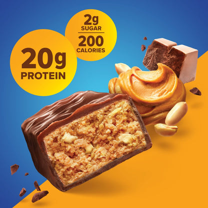 Pure Protein Schokoladen-Erdnussbutter Proteinriegel – 20 g Protein, 3 g Zucker, 190 Kalorien (12er-Pack) – Zuckerarmer, glutenfreier Proteinsnack